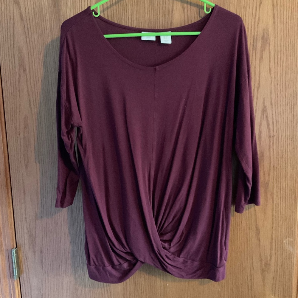 St Tropez West Women's Burgundy Twist Front Top size M